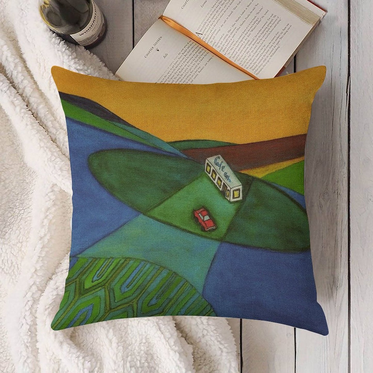 The Cafe on The Edge of The World Brand Pillow Linen Throw Pillow Cover