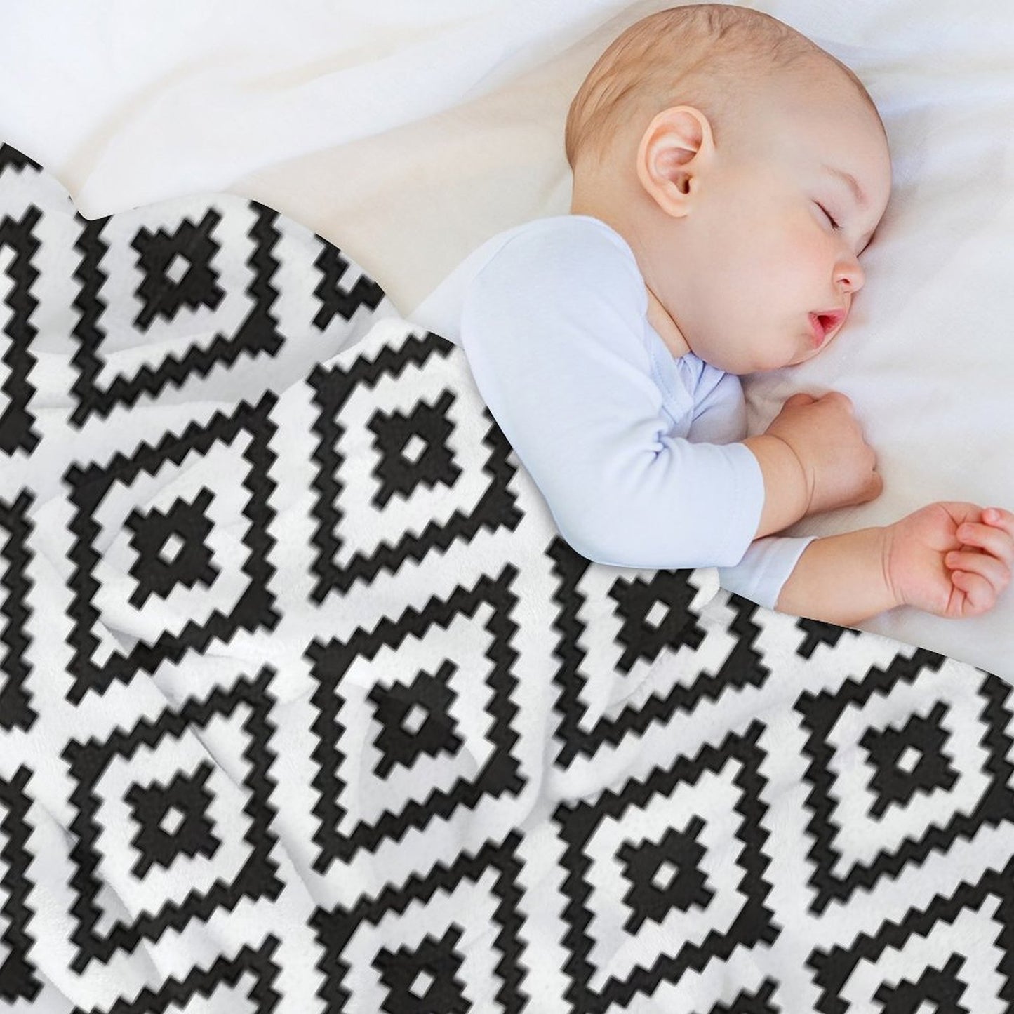 Aztec - Black on White Throw Blanket