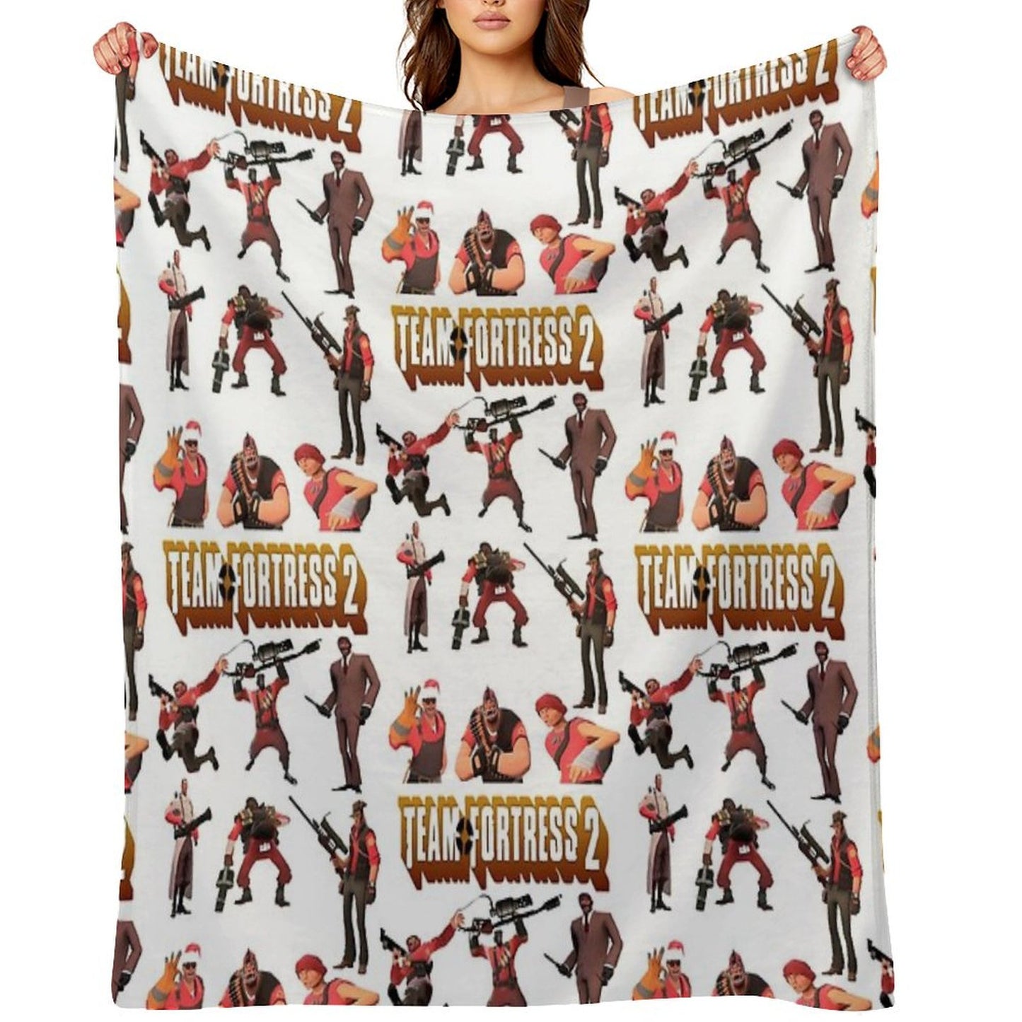 Team Fortress 2 - All Characters Classes with TF2 Logo Throw Blanket