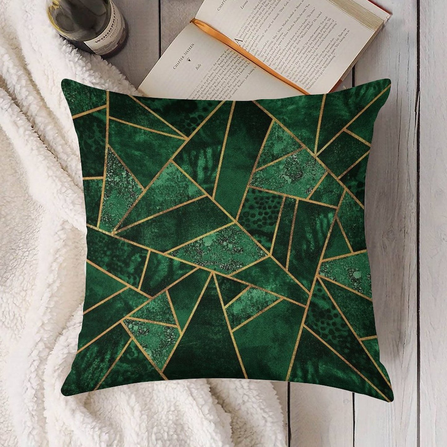 Deep Emerald Linen Throw Pillow Cover