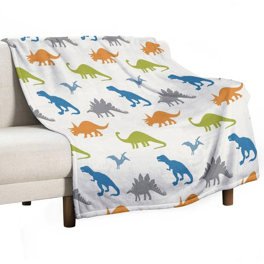 Primary Dinosaurs Throw Blanket