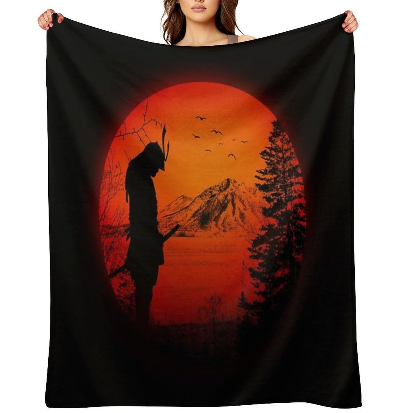 My Love Japan Samurai Warrior Ninja Katana Throw Blanket