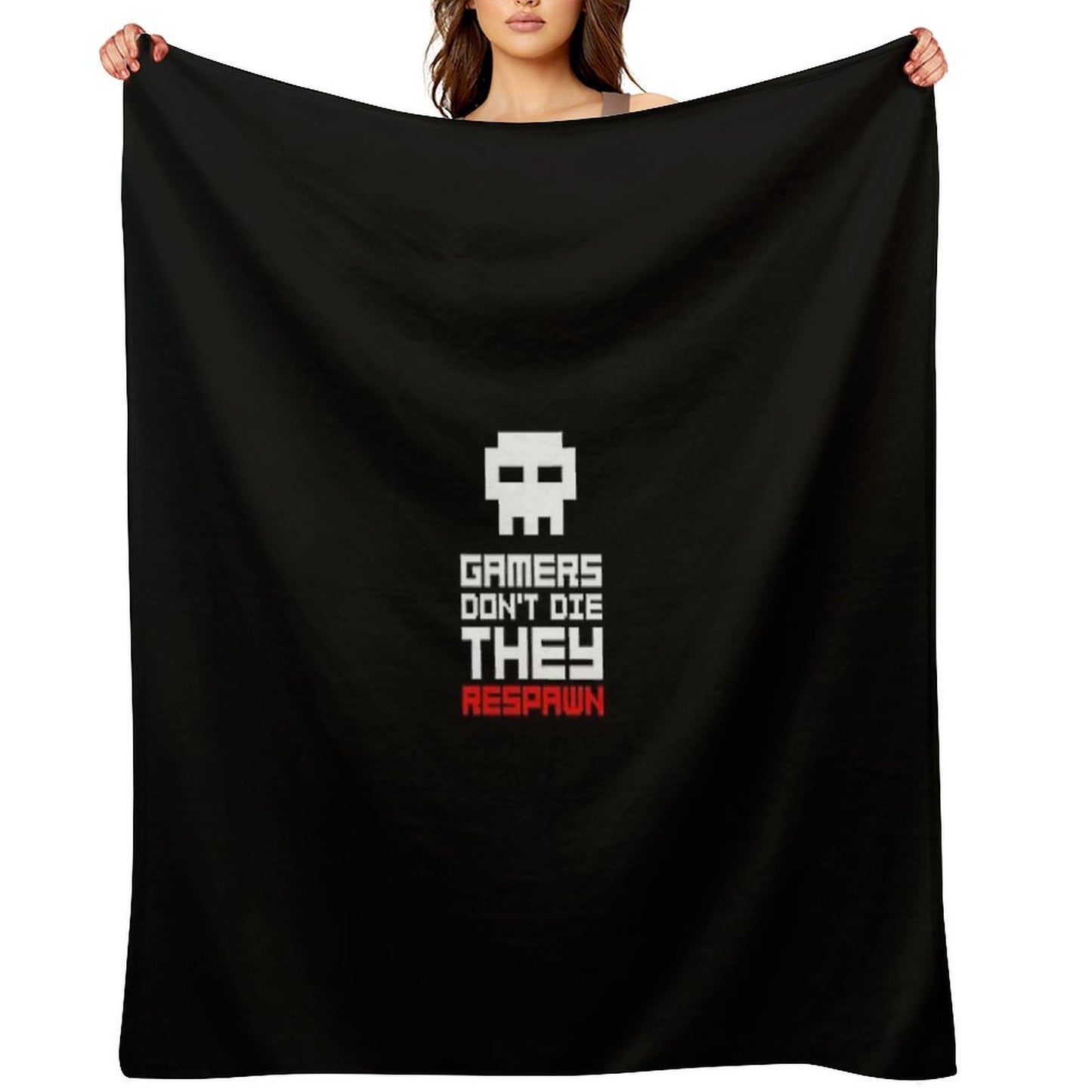 Pixel Skull Gamers Don't Die Throw Blanket