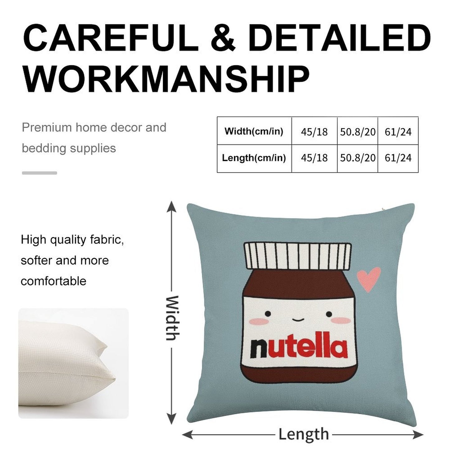 Cute Nutella Jar Linen Throw Pillow Cover