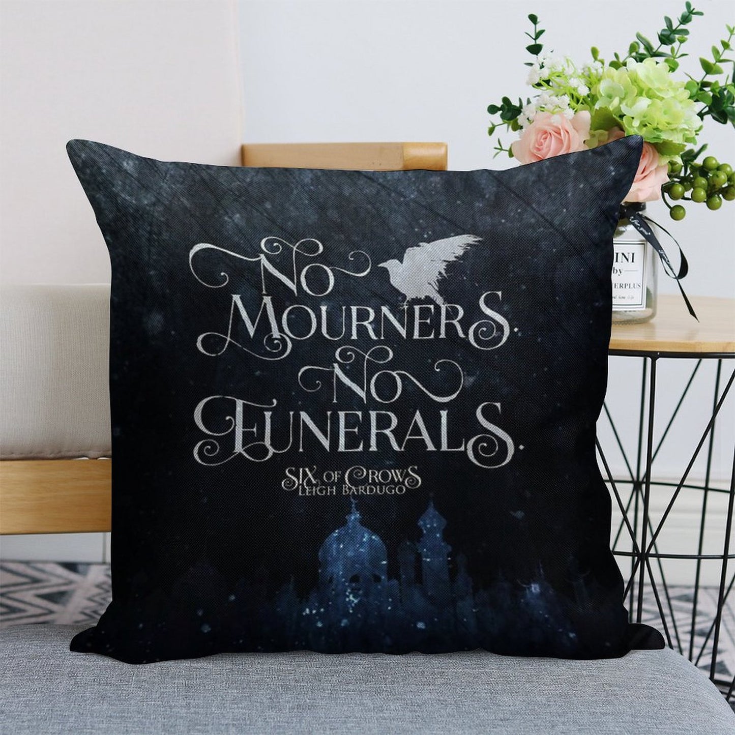 Six of Crows, No Mourners No Funerals, Kaz Brekker Linen Throw Pillow Cover