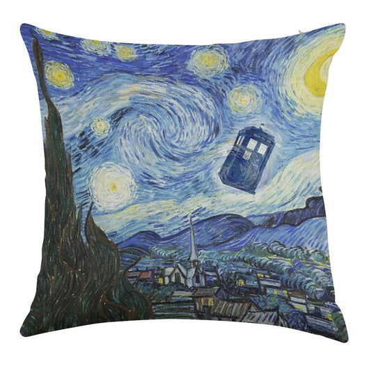 Vincent And The Doctor Linen Throw Pillow Cover