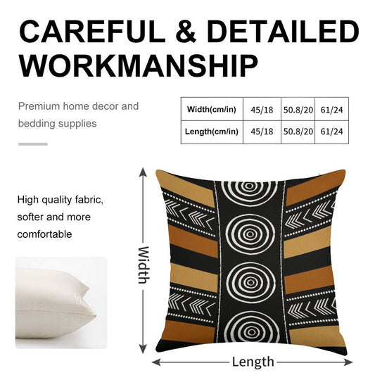 African Mud Cloth Artistry Art Linen Throw Pillow Cover