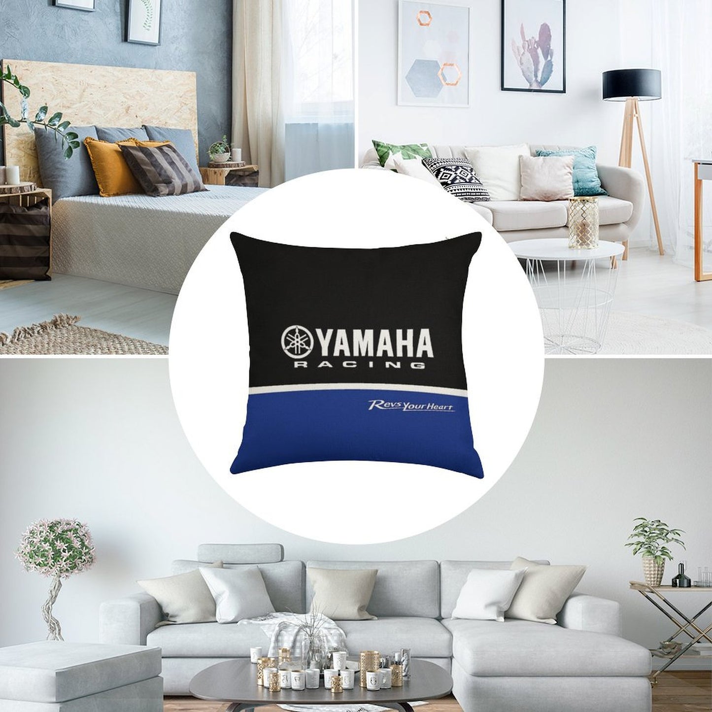 YAMAHA Race Linen Throw Pillow Cover