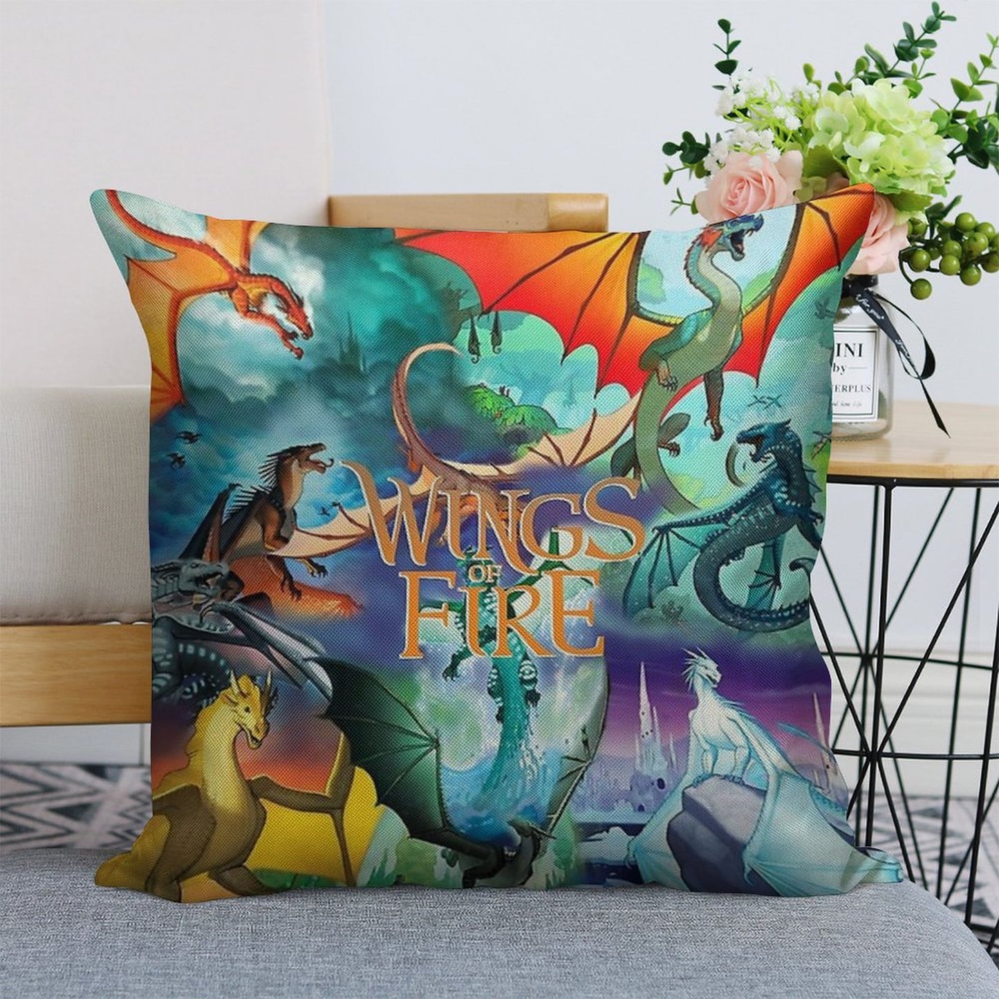 Wings of Fire All Dragon Series Linen Throw Pillow Cover