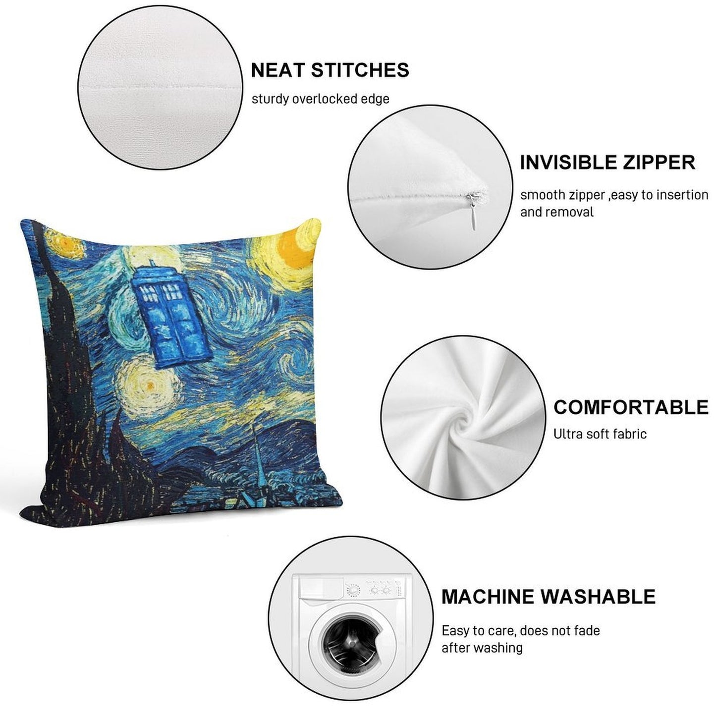 Starry Night Soft Luxury Feel Throw Pillow