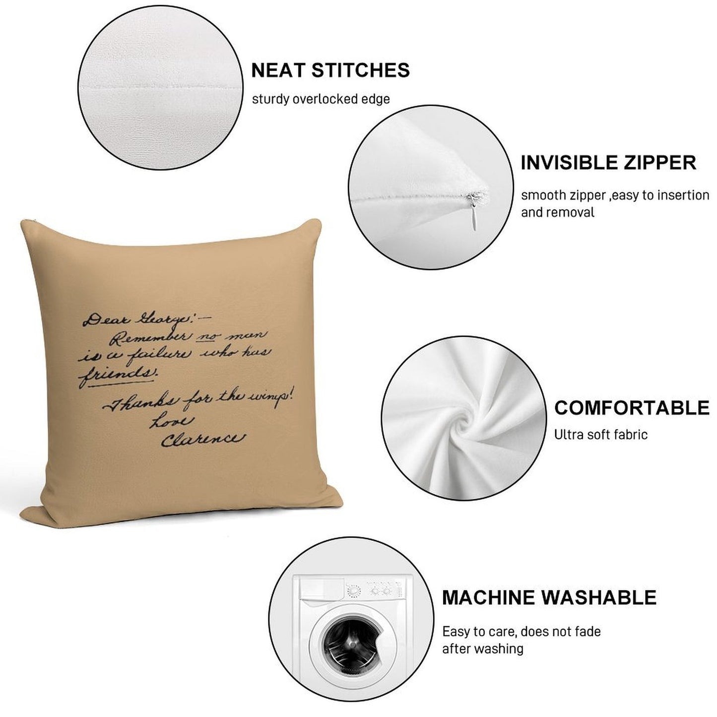 It's A Wonderful Life Movie Quote About Friends Soft Easy Maintenance Throw Pillow