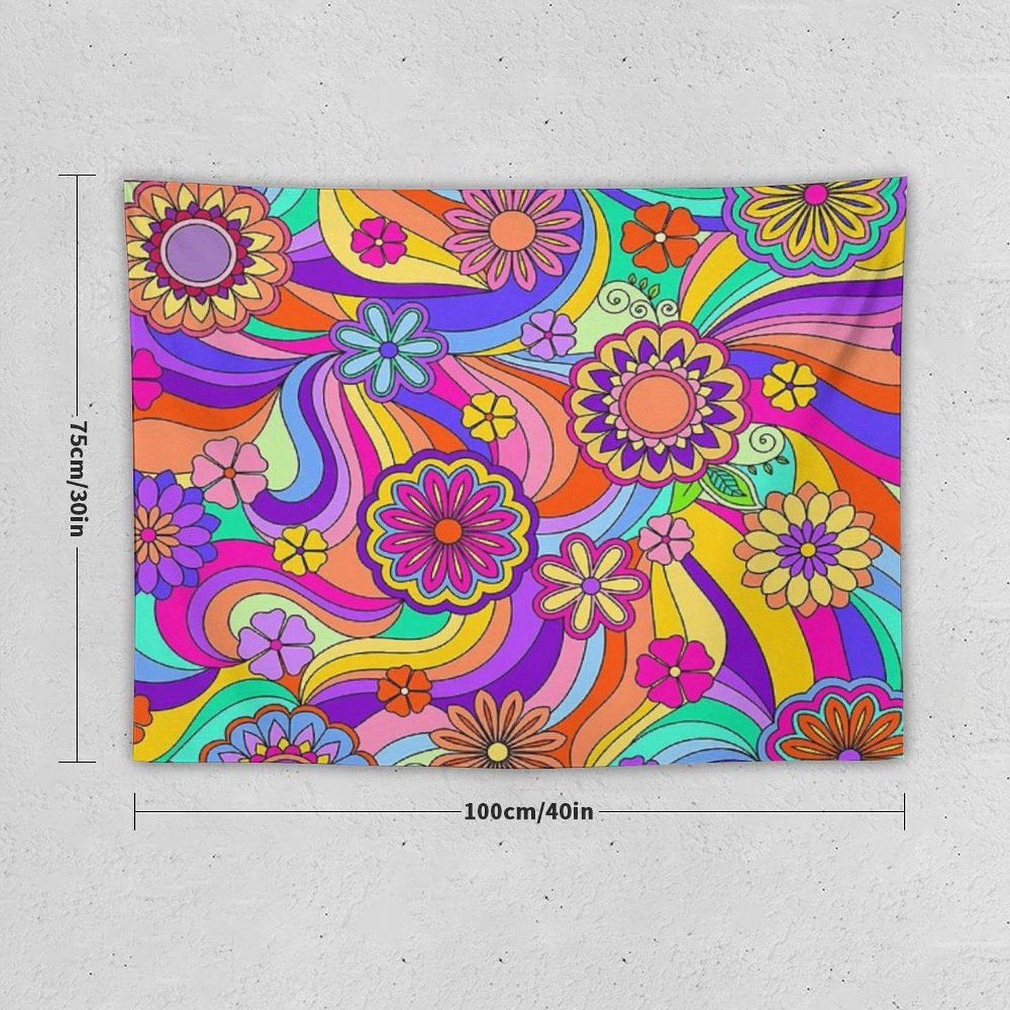 Groovy Psychedelic Flower Power Tapestry