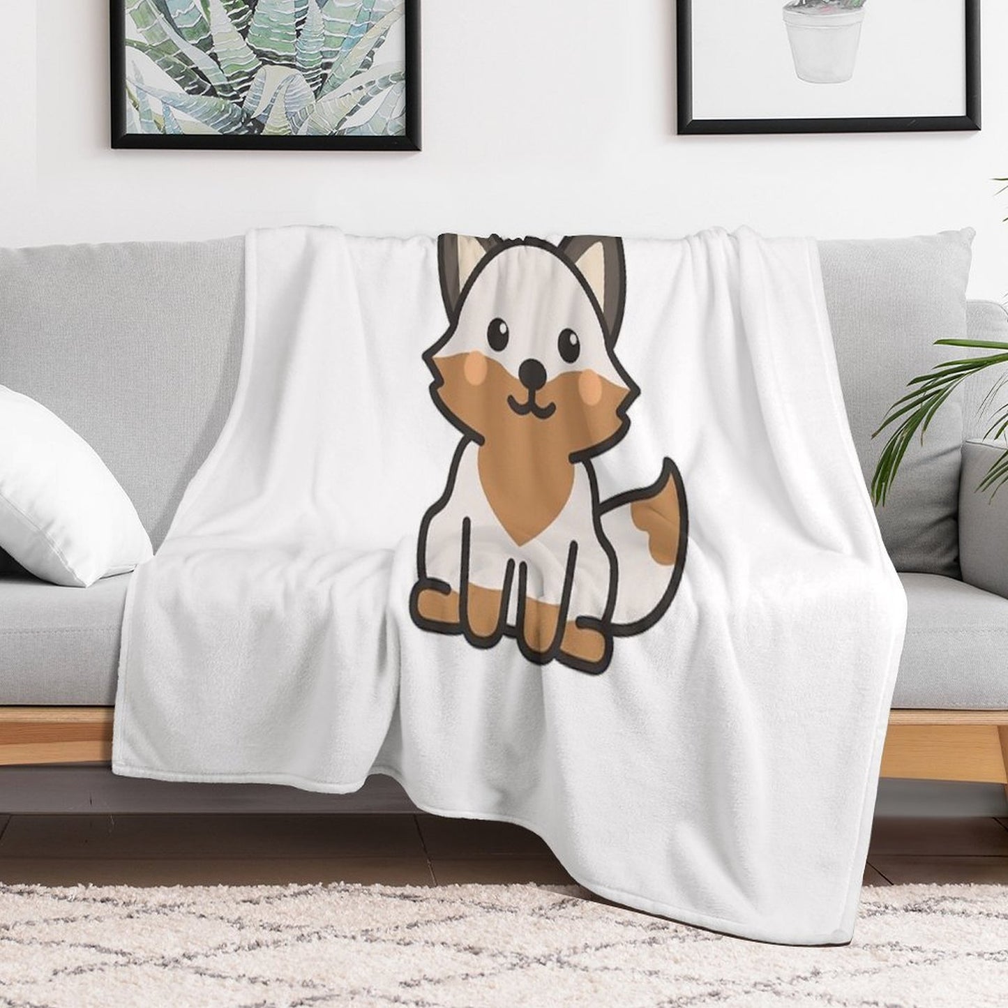 Luna The Grey Fox Throw Blanket
