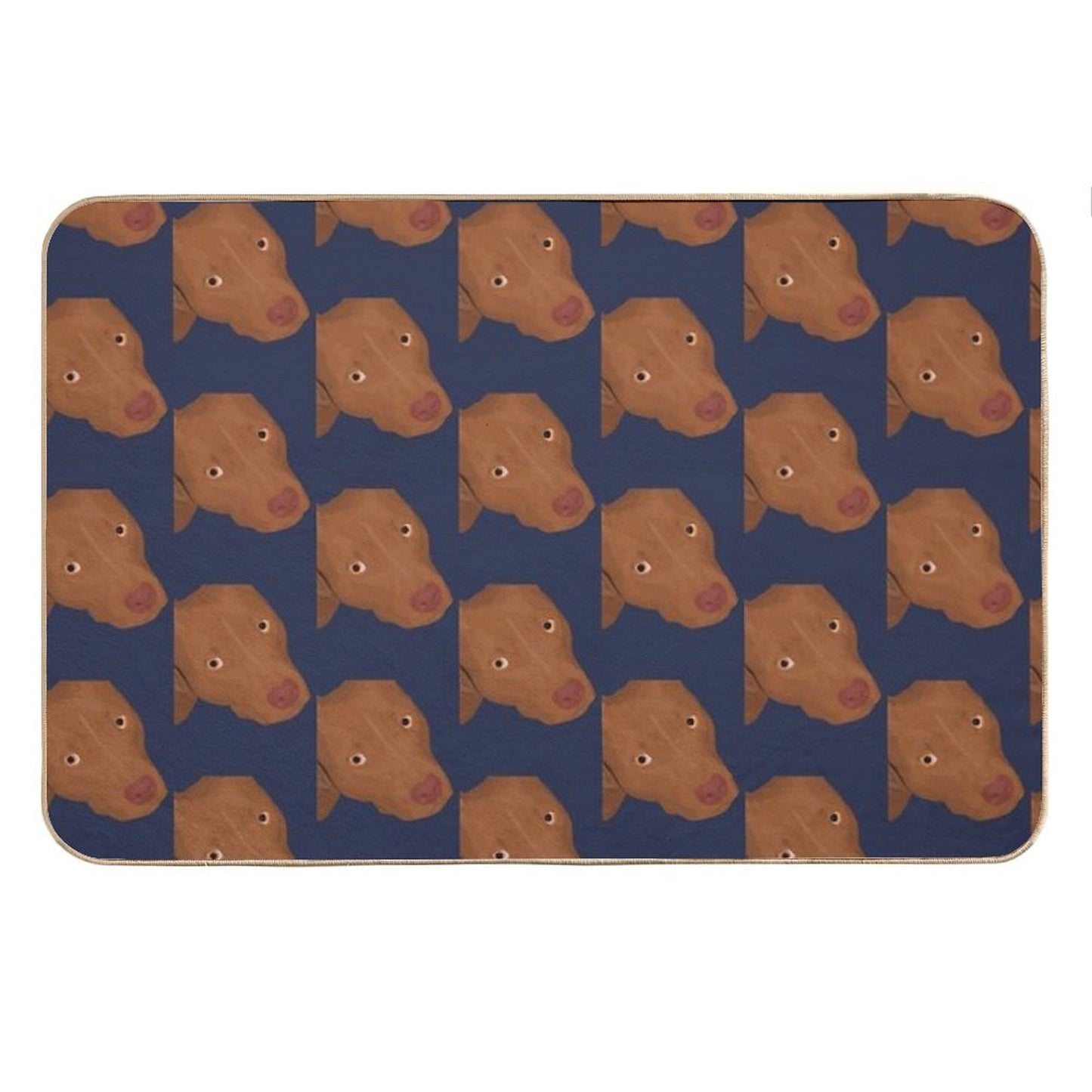 Cute Red Nose Pitbull Portrait - Vector Art Bath Mat