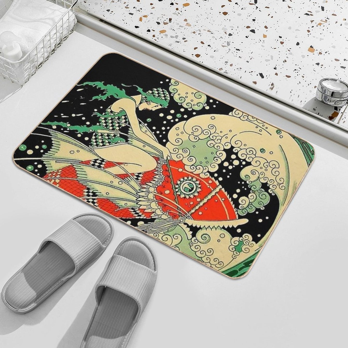 “Water” Art Deco Magazine Cover By Jose Carlos Bath Mat