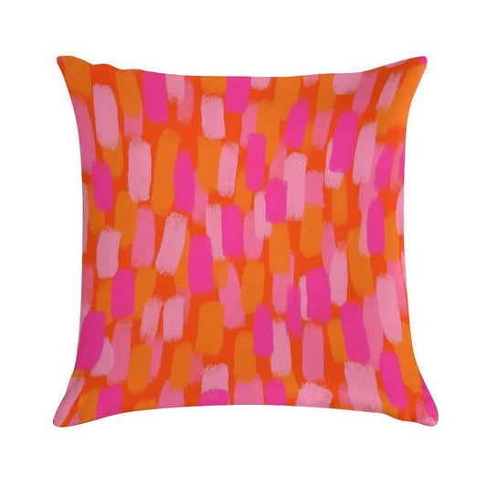 Abstract, Pink And Orange, Paint Brush Effect Soft Multiple Sizes Throw Pillow