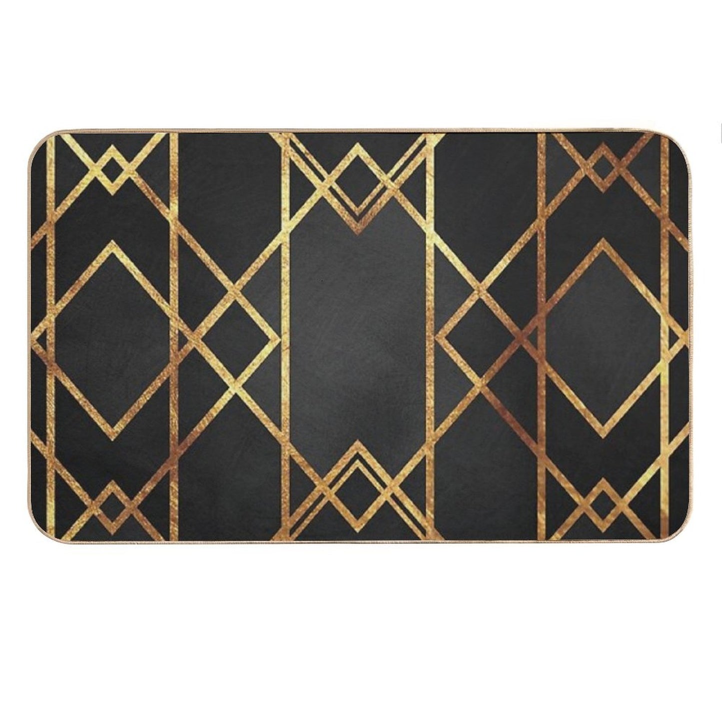 Black Gold Geometric Bath Mat
