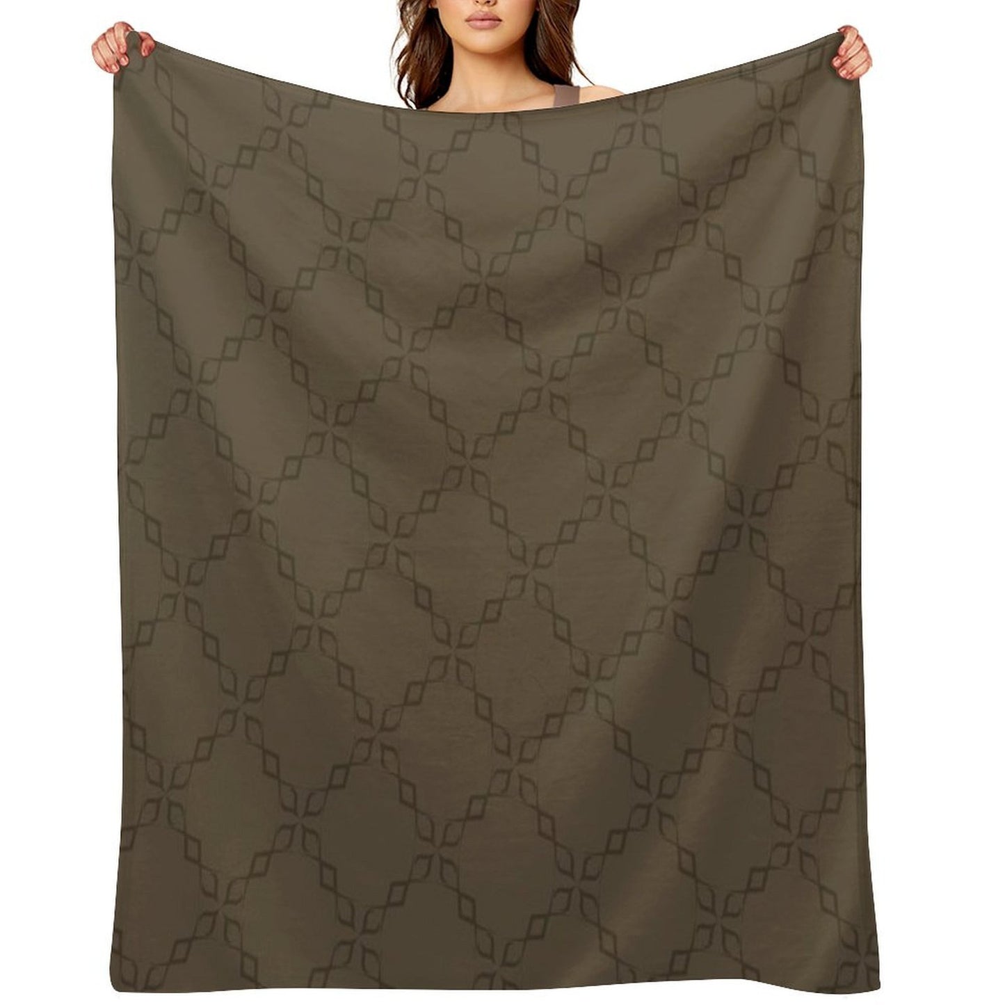 Circle Chain of Gray Mixed with Light Brown Throw Blanket