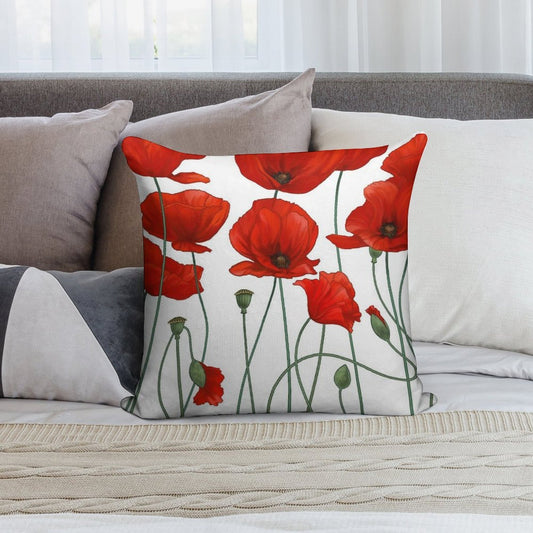 Poppy Stems. Soft Anti-Pilling Throw Pillow