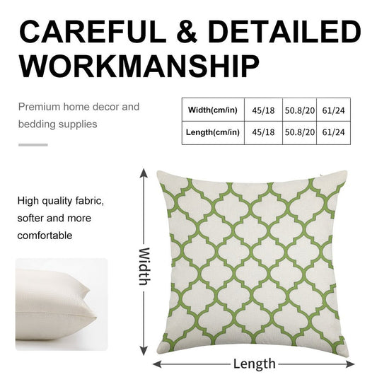 PANTONE COLOUR OF THE YEAR 2017 GREENERY DOMES QUATREFOIL GEOMETRIC PATTERN BY OZCUSHIONSTOO Linen Throw Pillow Cover