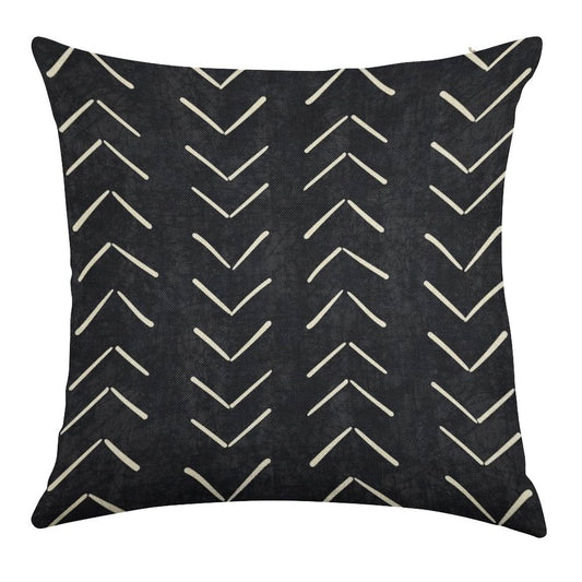 Boho Big Arrows in Black And White Linen Throw Pillow Cover