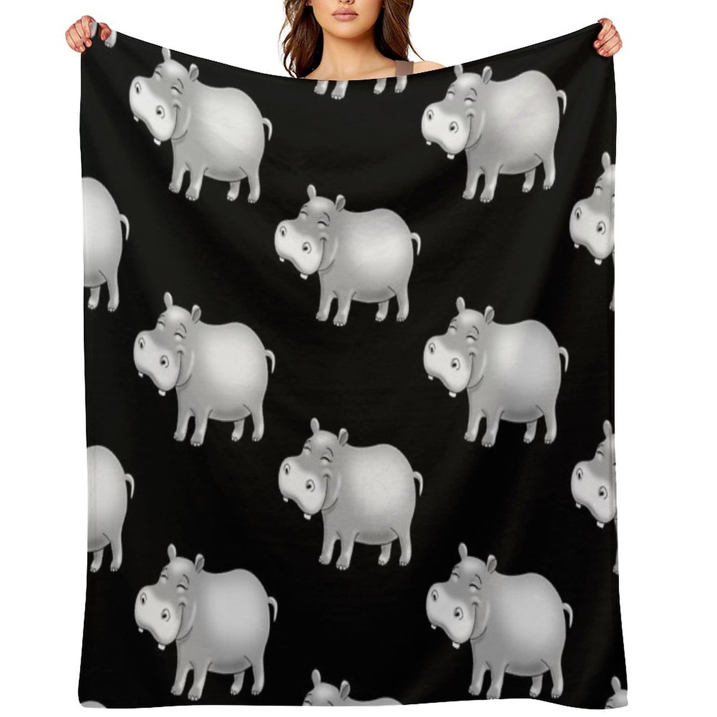 Hippo Cute Hippopotamus Throw Blanket