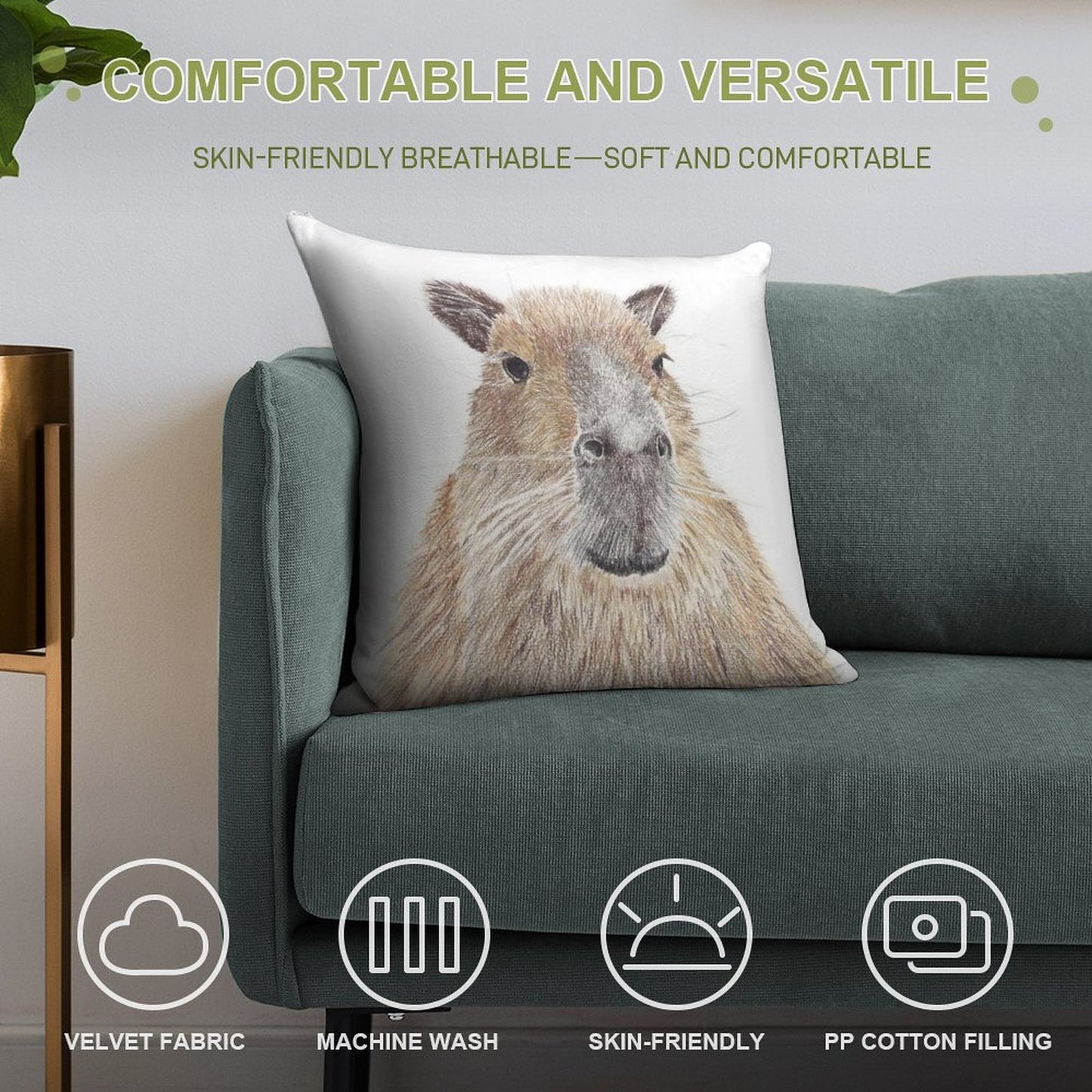 Capybara Soft High-Density Material Throw Pillow