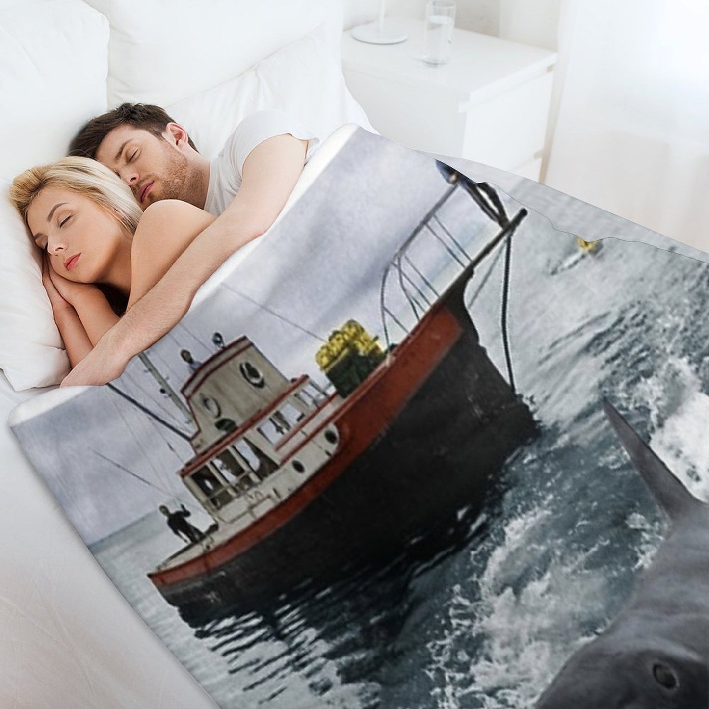Jaws Photography Throw Blanket