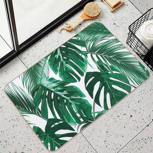 Tropical Leaves - Palm Tree Leaf - Hawaiian Bath Mat