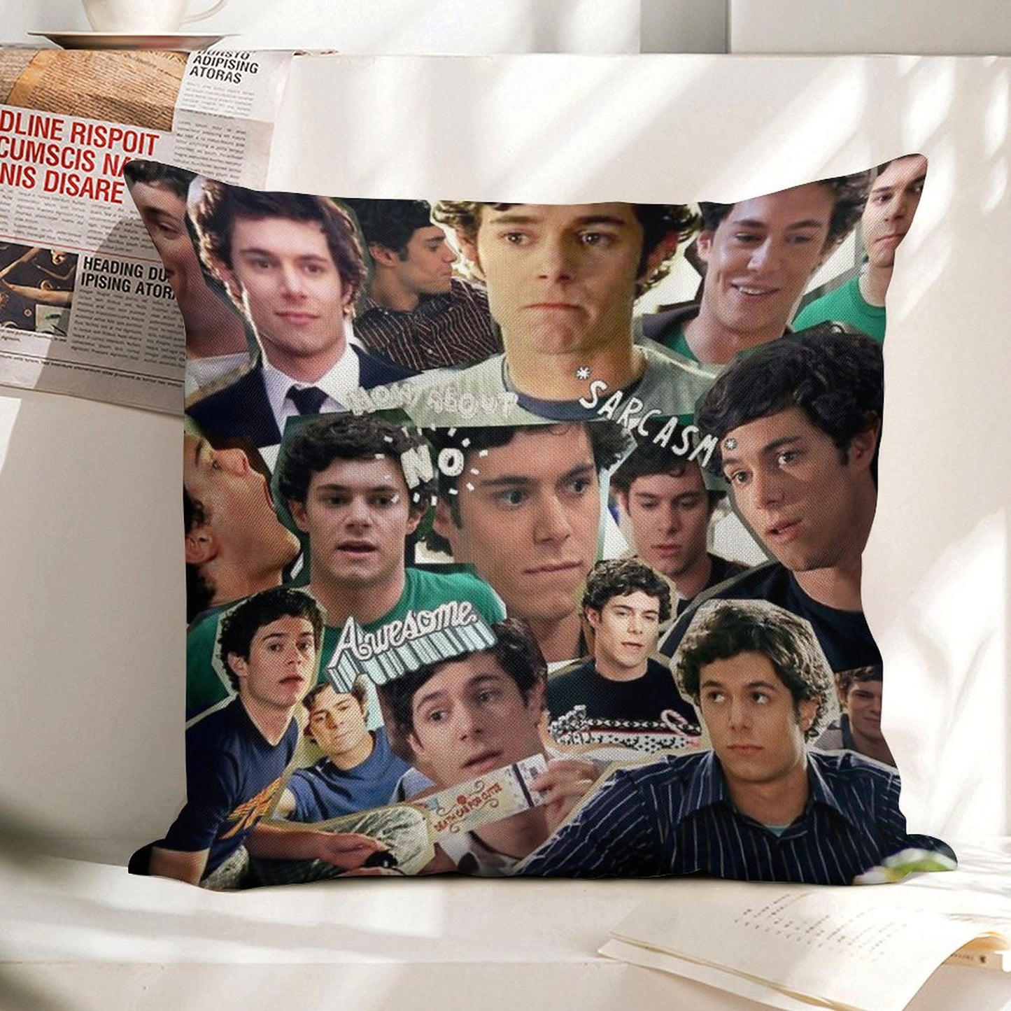 Seth Cohen Collage Linen Throw Pillow Cover
