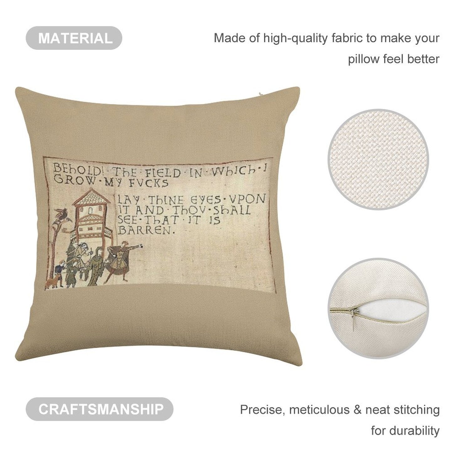 Behold The Field! Linen Throw Pillow Cover