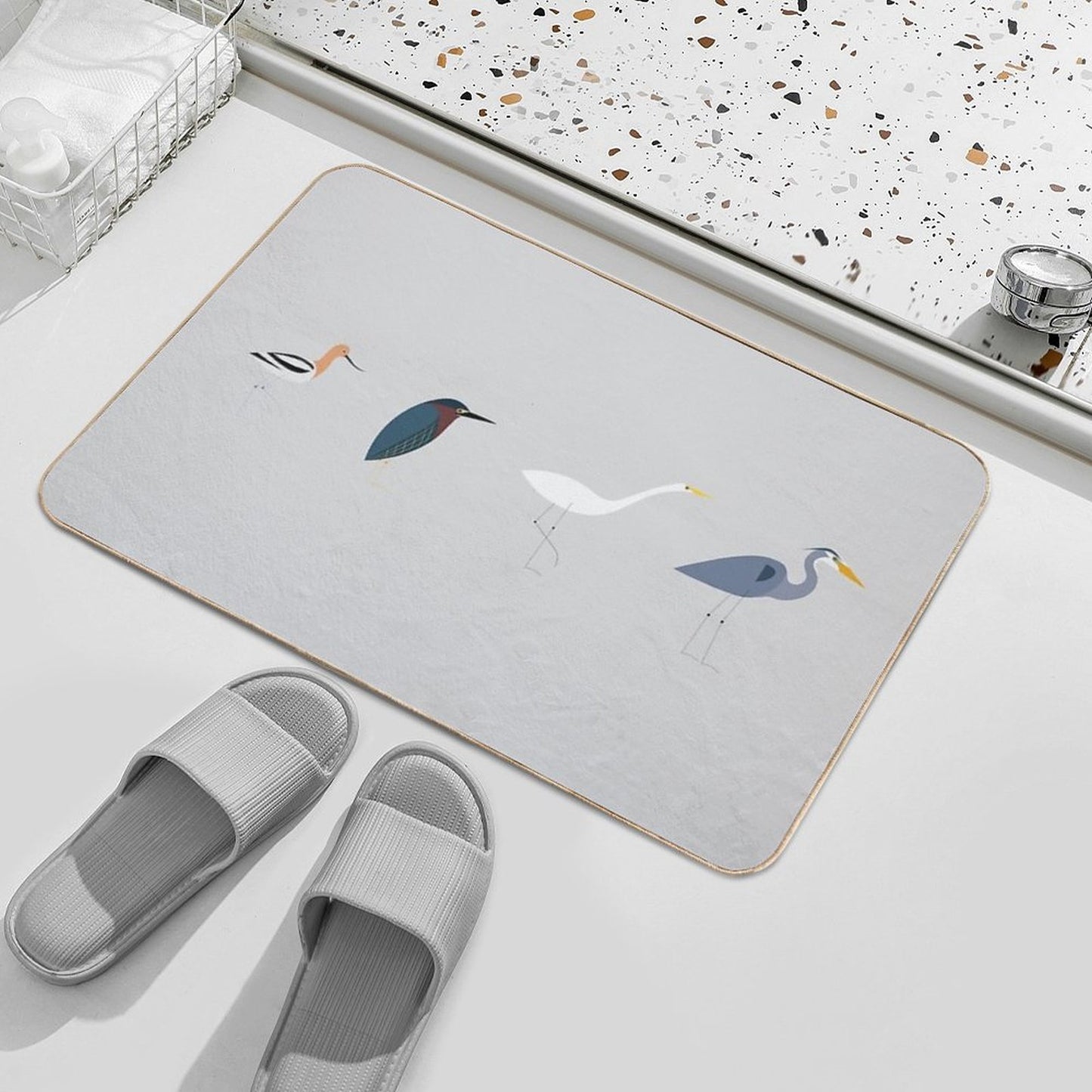 Wading Birds of North America (Blue Heron, Green Heron, Egret, Avocet) Bath Mat