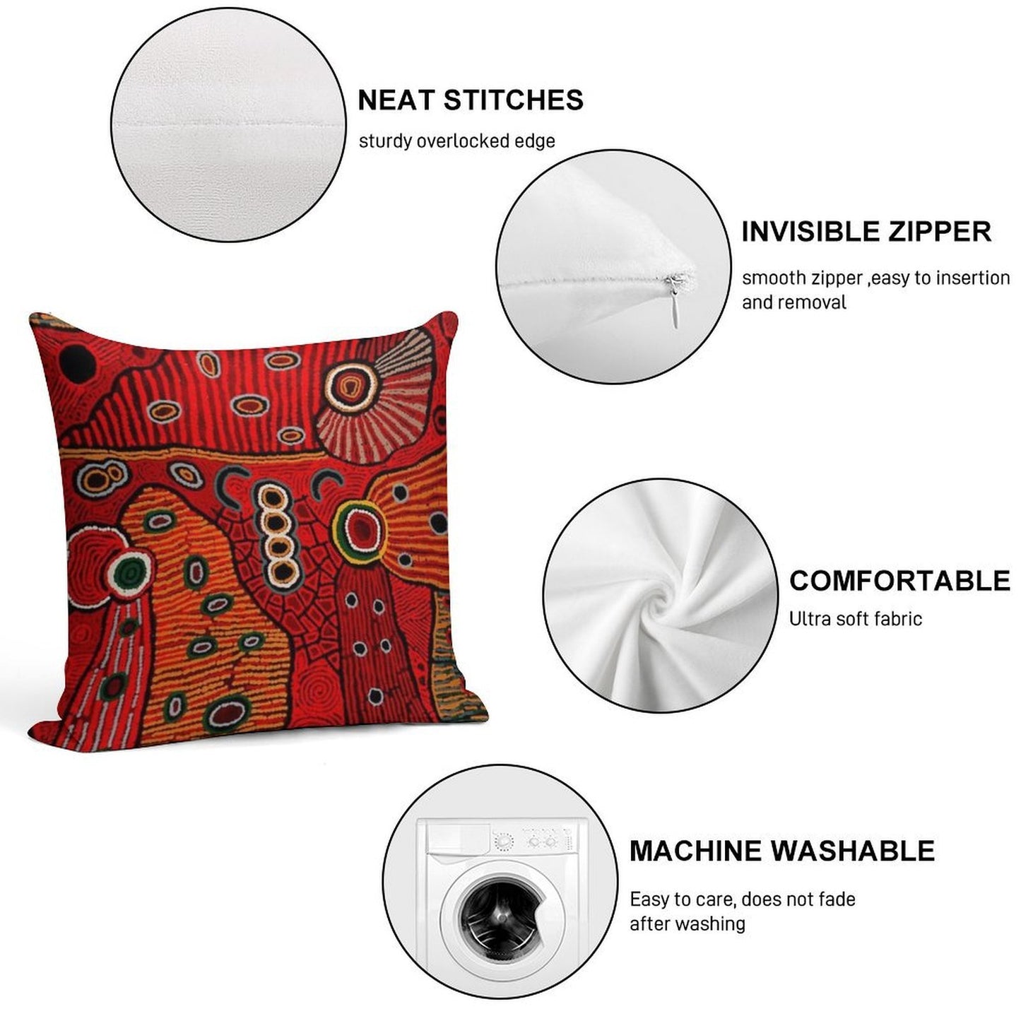 Australian Aboriginal Art Soft Skin-Friendly Throw Pillow