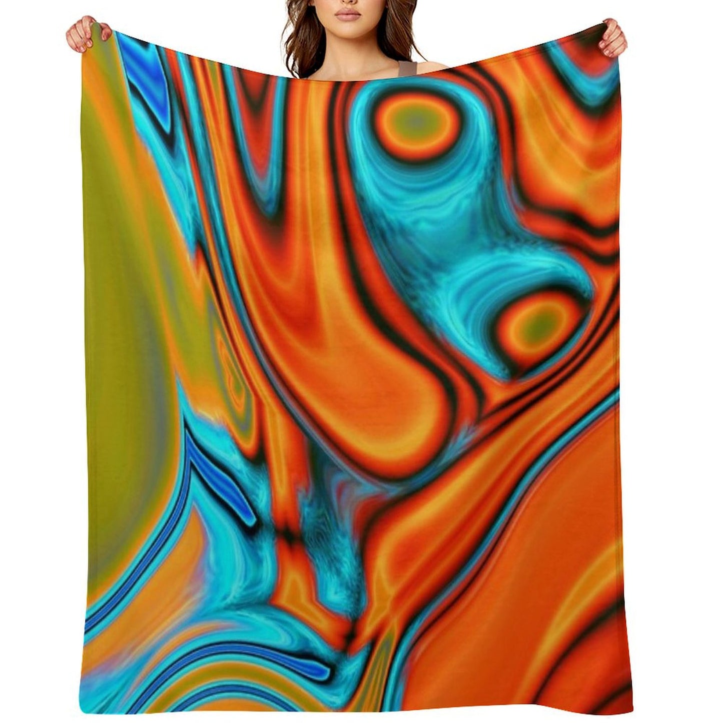 Vivid Modern Southwest Hipster Turquoise Orange Swirls Throw Blanket