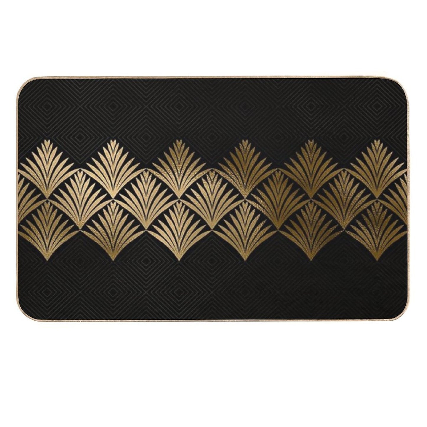 Reims, France Luxueux Black And Gold Hues Art Deco Durable Bath Mat