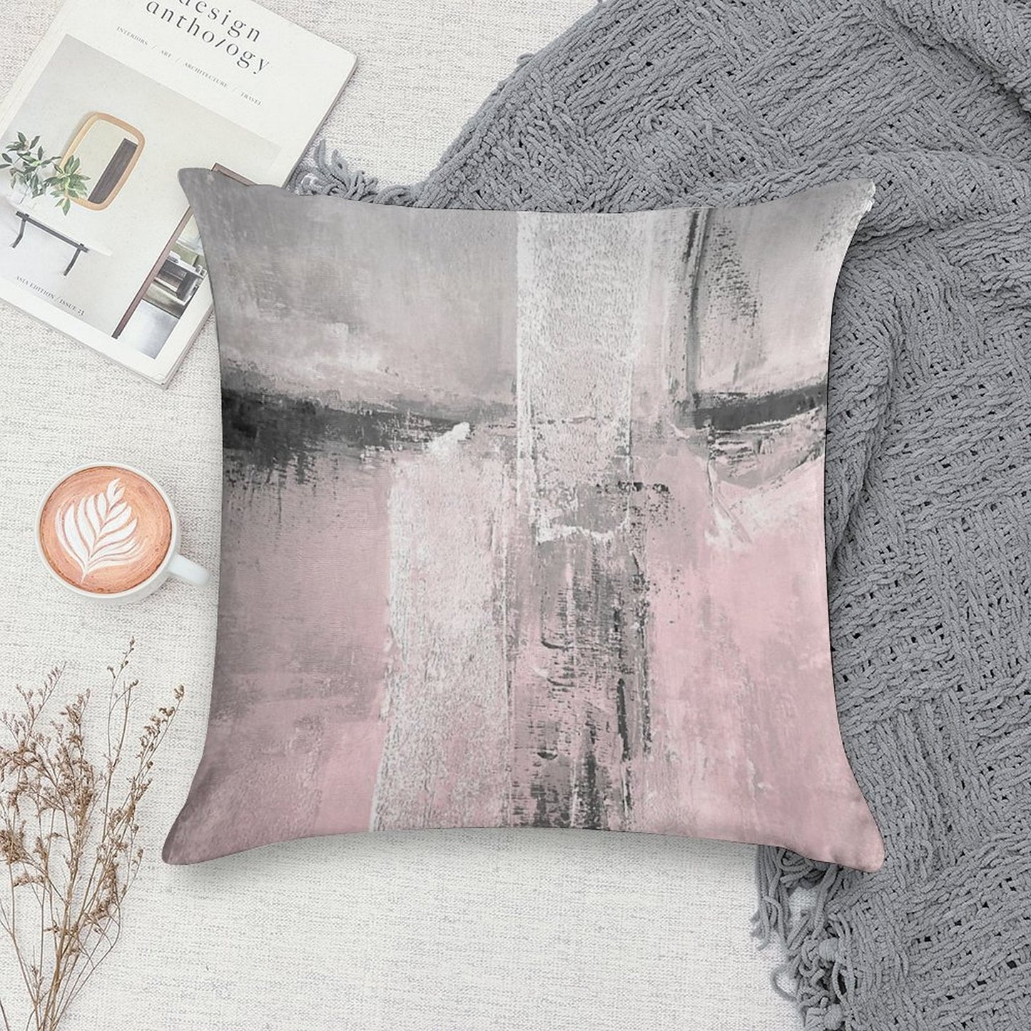 Blush Soft High-Density Material Throw Pillow