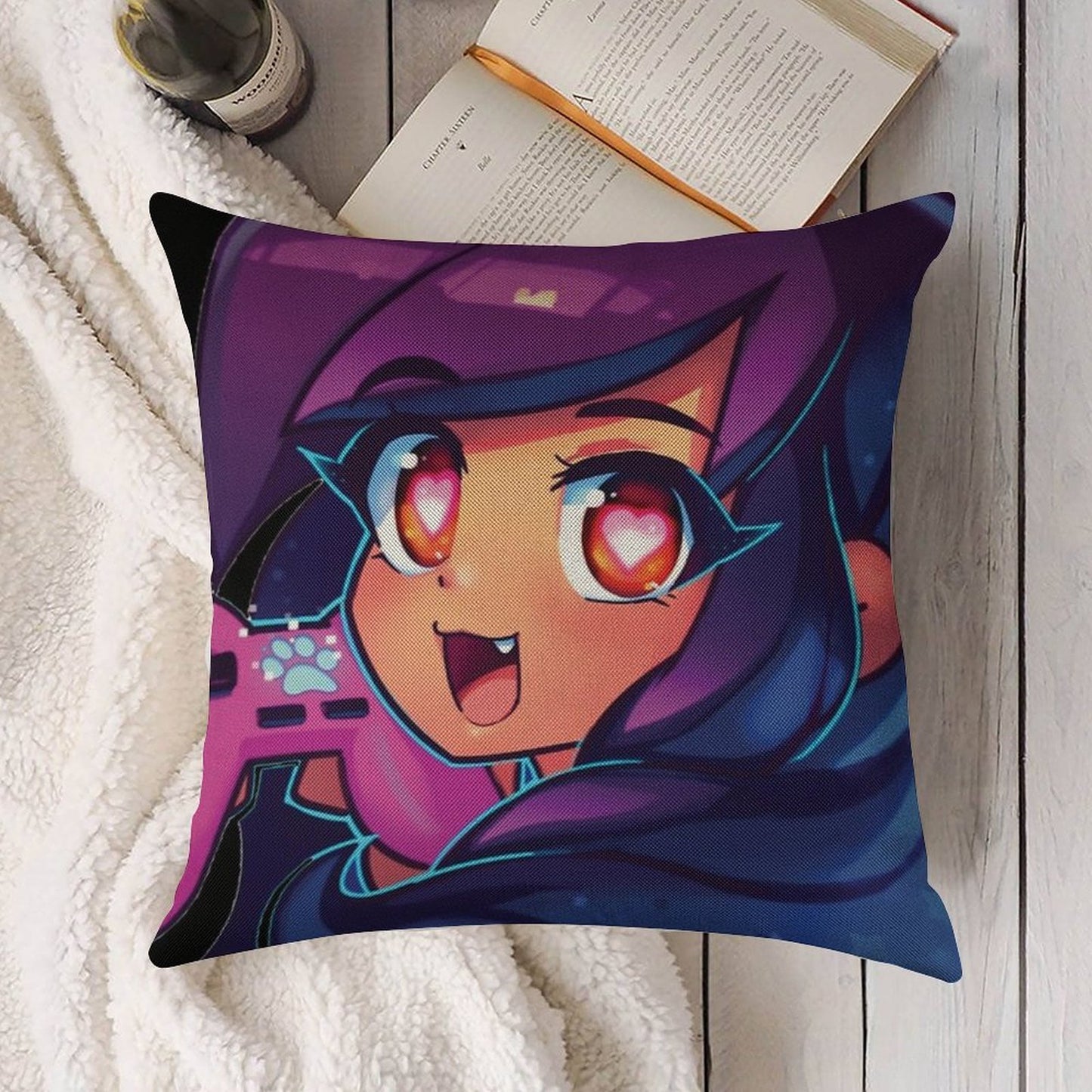 Aphmau with Video Game Linen Throw Pillow Cover