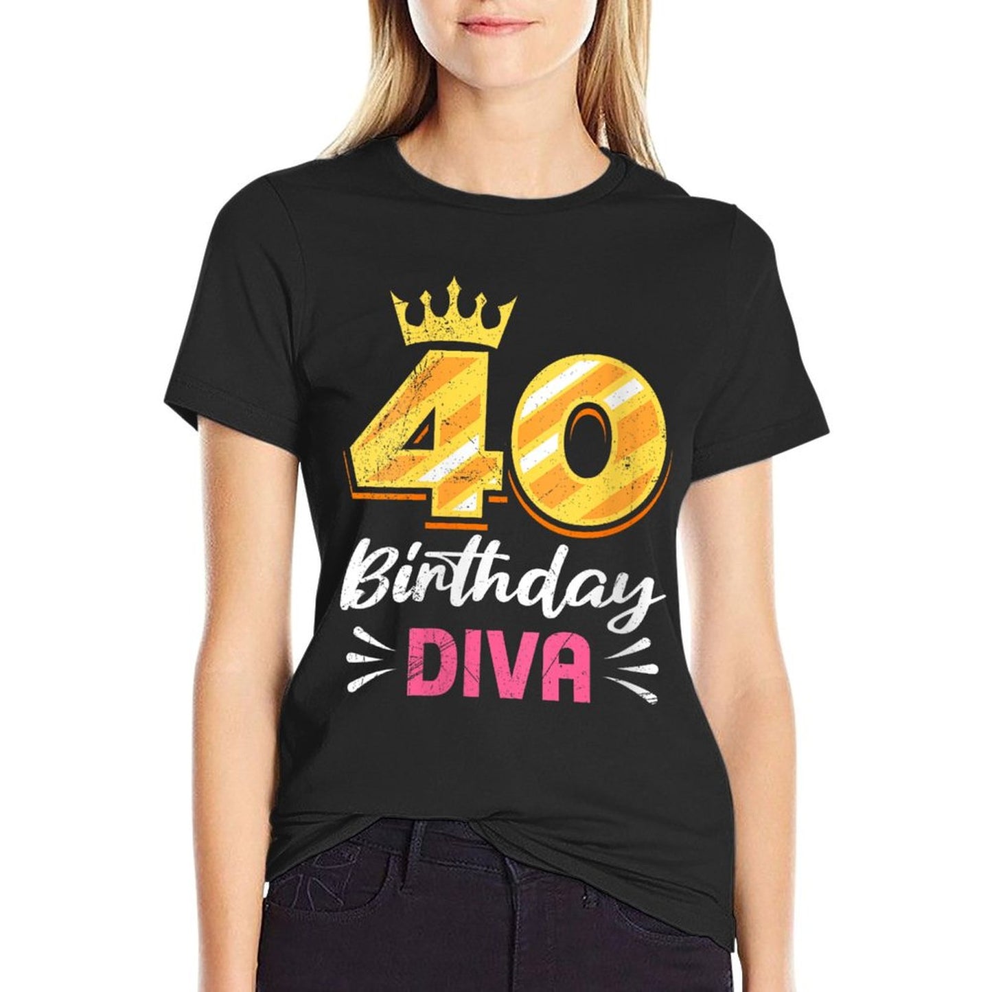 Womens 40th Birthday 40 BIRTHDAY DIVA 40 Years Women Slim-fit Cut T-Shirt