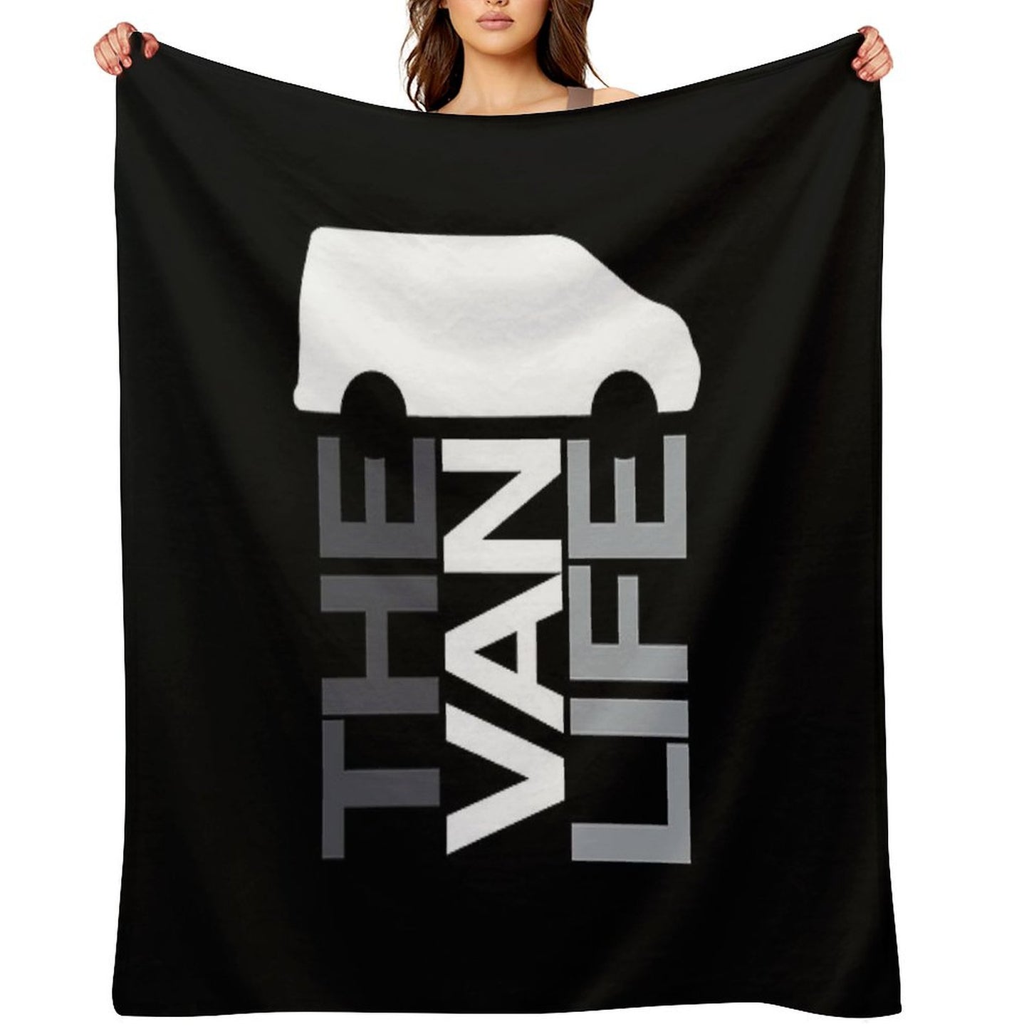 The Van Life Logo Greyscale Throw Blanket
