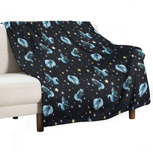 Cosmic Wolf Throw Blanket