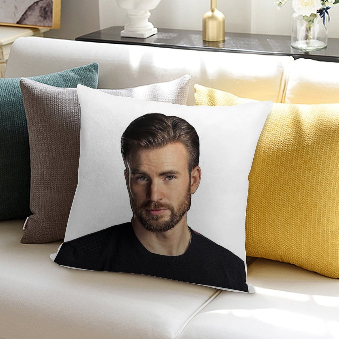 Chris Evans Being Hot Soft Fade-Resistant Throw Pillow