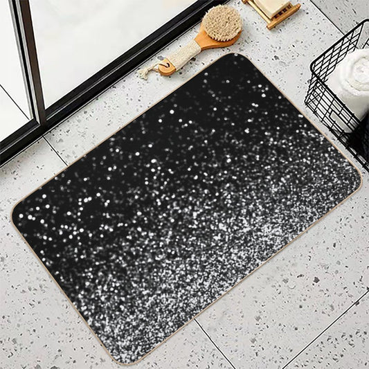 Silver And Black Glitter Bath Mat