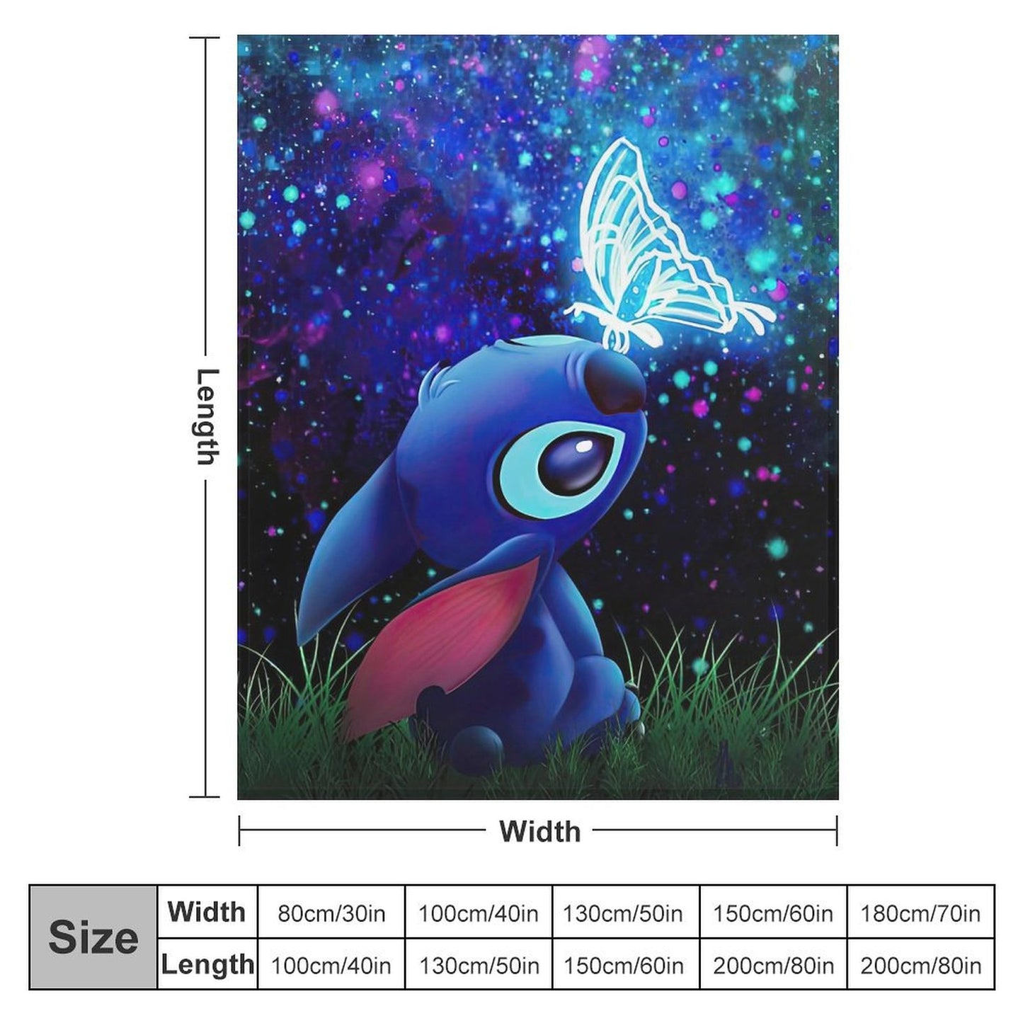 Stitch Butterfly Starry Sky Throw Blanket