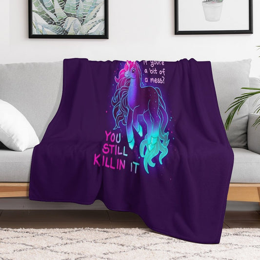 YOU STILL KILLIN IT Neon Unicorn Throw Blanket