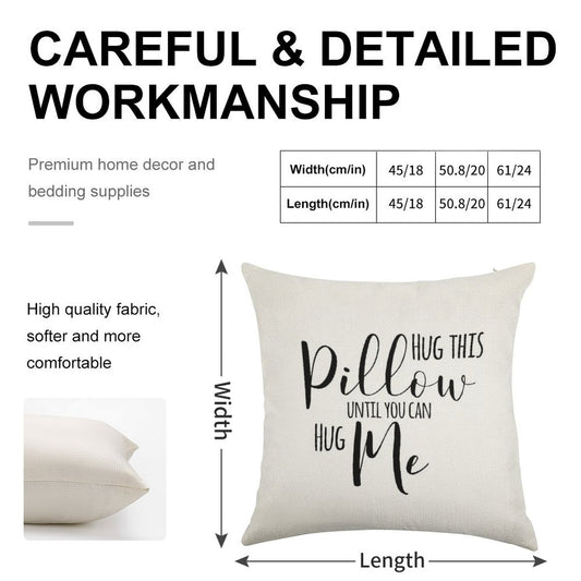 Hug This Pillow Until You Can Hug Me Linen Throw Pillow Cover