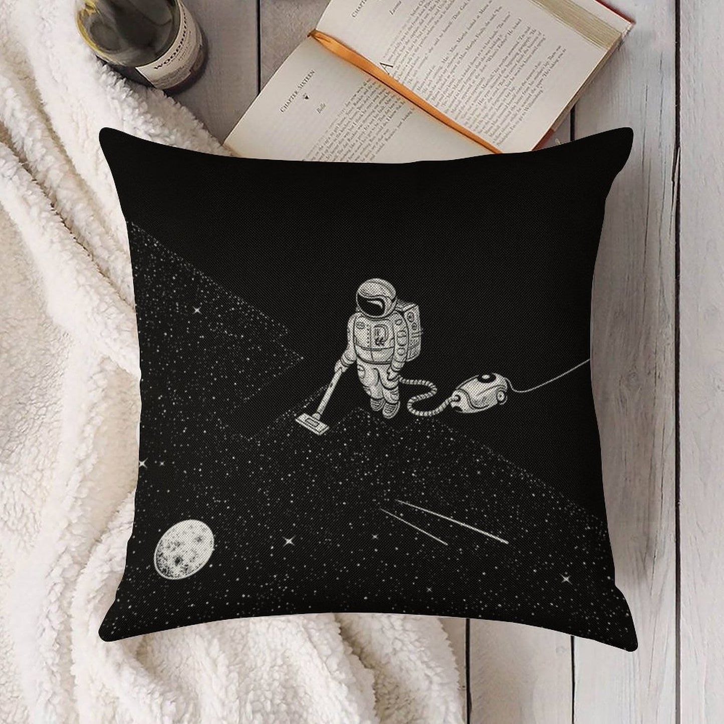Space Cleaner Linen Throw Pillow Cover