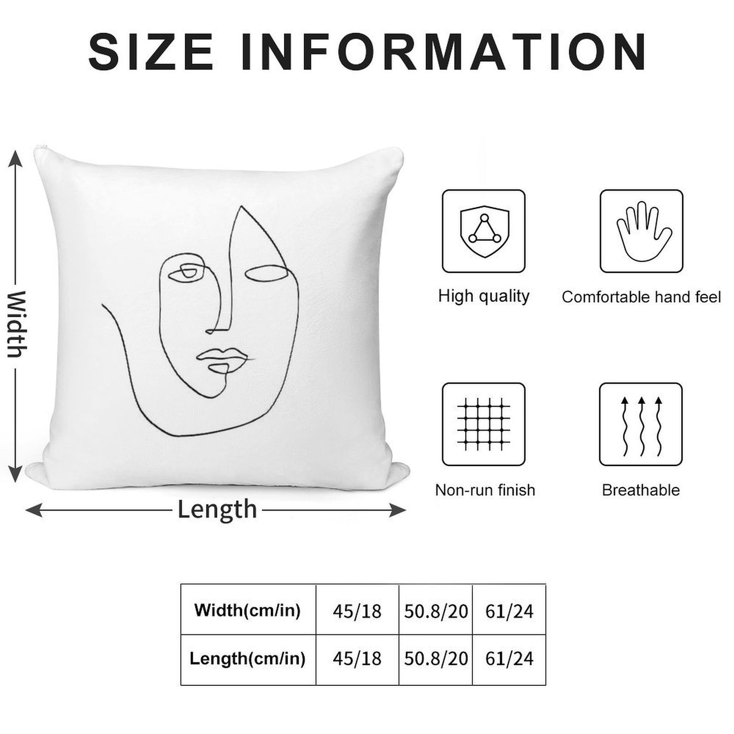 Abstract Face - One Line Art Soft Style Accent Throw Pillow