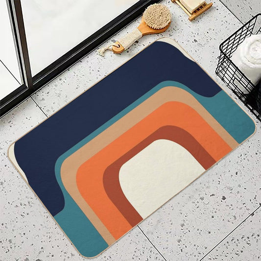 Mid-Century Modern Meets 1970s Orange And Blue Rainbow Bath Mat