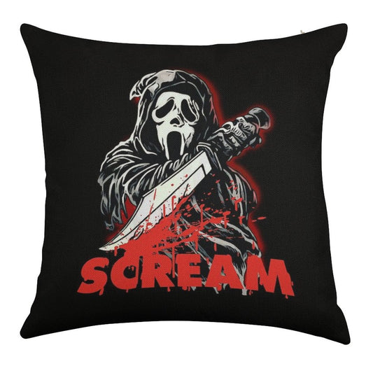 Scream Movie Linen Throw Pillow Cover