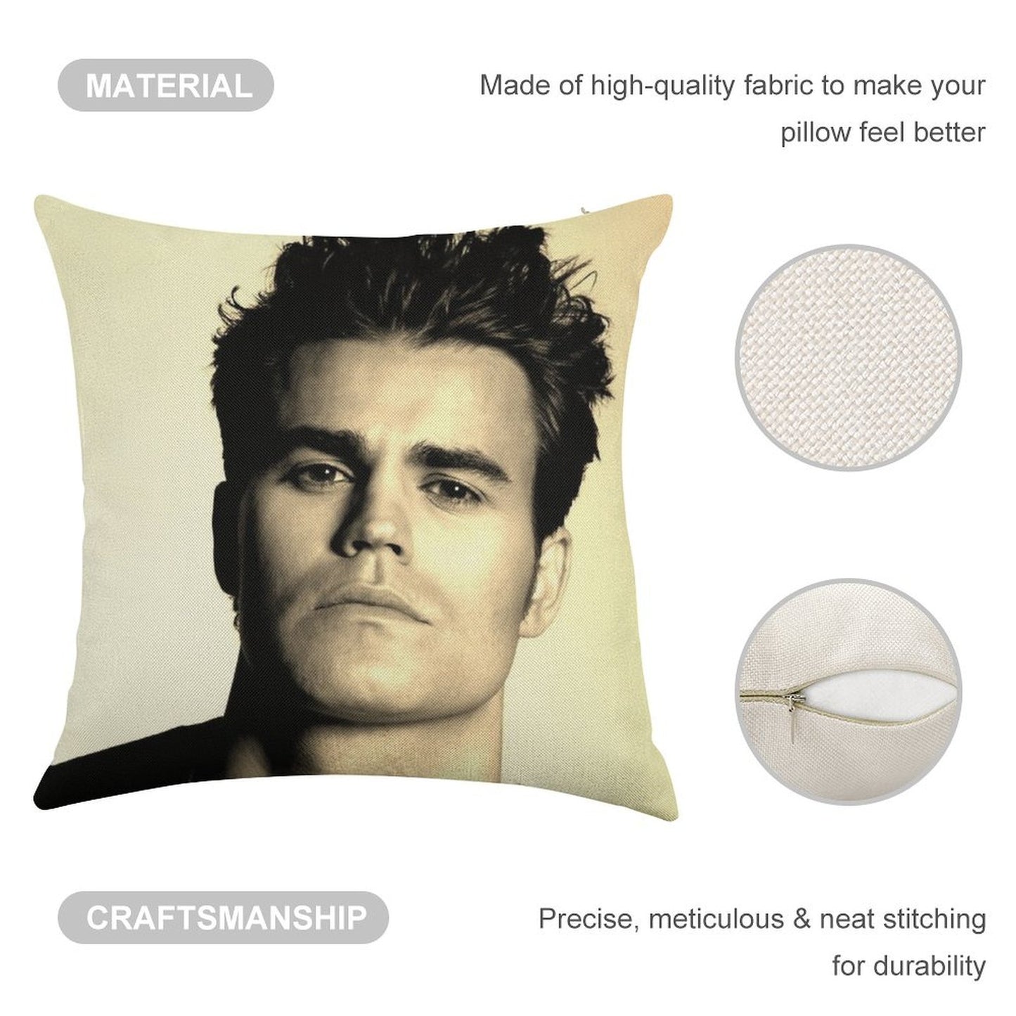 Paul Wesley GFY Linen Throw Pillow Cover